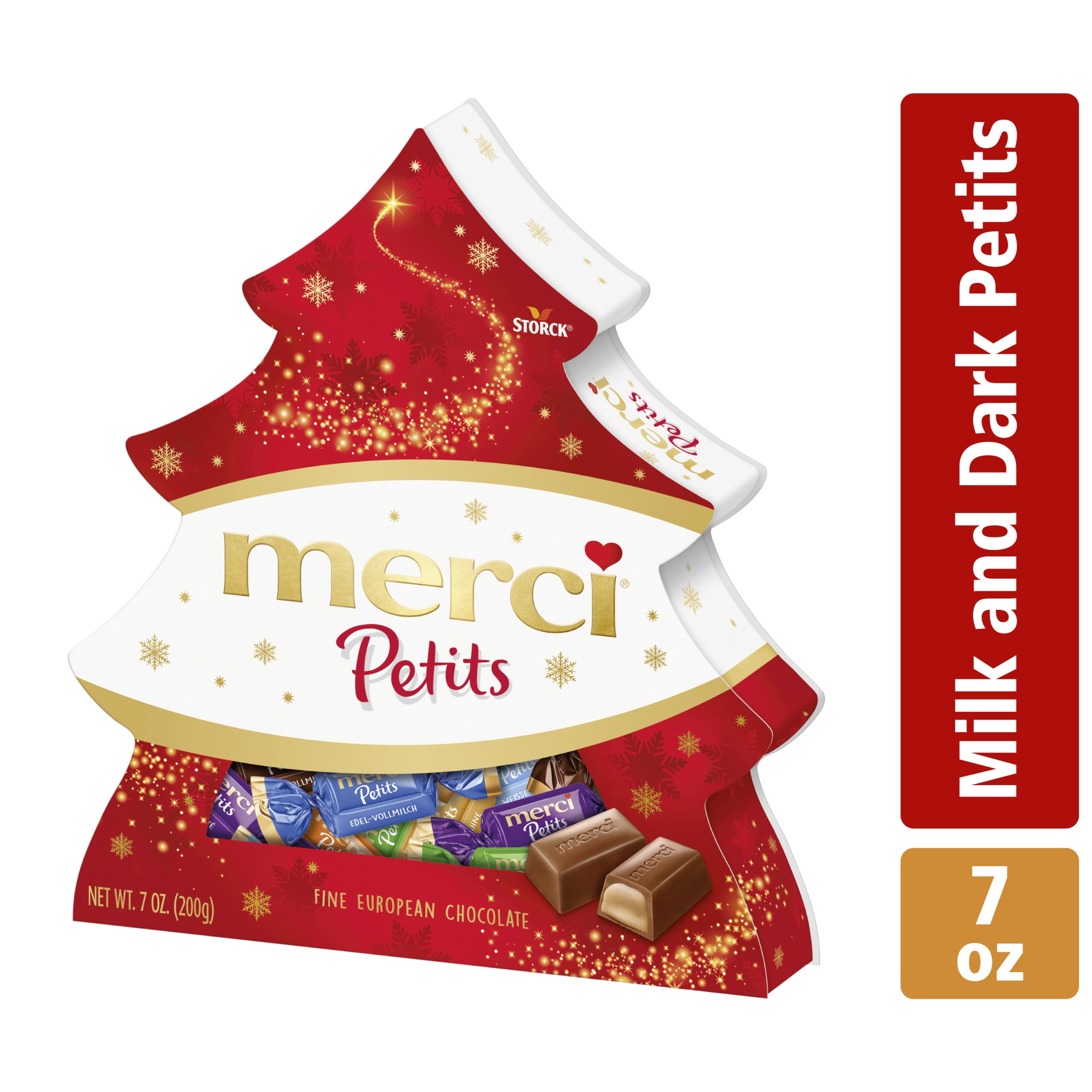 Merci Petits Christmas Milk Chocolate Candy, Tree Shaped Gift Box, 7.04 Oz  - Walmart.com