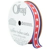 Offray Ribbon, Red, White, Blue 5/8 inch Patriotic Star Grosgrain Ribbon for Sewing, Crafts, and Gifting, 12 feet, 1 Each