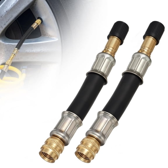 2Pcs Valve Stem Extension, Kvago 3.93" Flexible Car Valve Stem Extension Adapter, Tire Valve Extender Adaptor Tool for Car, Truck, RV, Motorcycle, Bike, Scooter (Black)