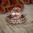 thumbnail image 2 of 2 carat Real Morganite Diamond Trio Ring Set with 1 Engagement Ring and 2 Wedding Bands Sterling Silver with 18k Gold Plating, 2 of 5