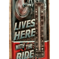 thumbnail image 4 of Old Biker Lives Here Metal Thermometer, 4 of 5
