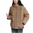thumbnail image 2 of Parkas de manga larga para mujer, chaqueta corta con capucha y plumón, abrigo grueso de algodón holgado., 2 of 9