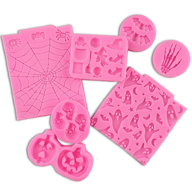 Linyer7 Pieces Silicone Baking Molds Non-Stick Pumpkin Shapes Halloween Heat-Resistant Cake Fondant Chocolate DIY Bakeware
