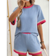 thumbnail image 5 of Conjuntos de Dos Piezas para Mujer: Sudadera Informal de Corta, Pantalones Cortos A Juego, Chándal Azul M, 5 of 7