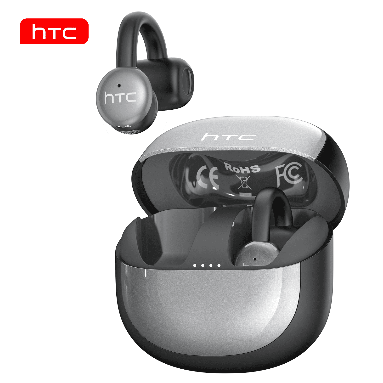NE15 Clip-on Earbuds, AI Real-Time Translation Wireless, Open Ear Bluetooth 6.0, 130+ Languages, IPX5 Waterproof for Travel/Gym,Type-C Fast Charge, Black