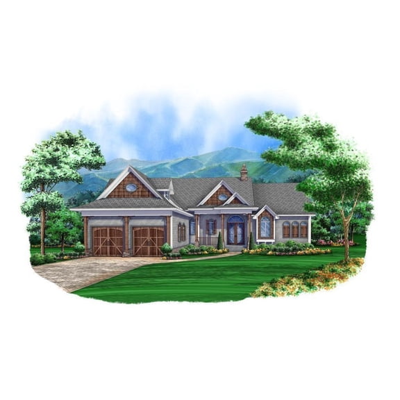 013-2328: Country Empty-nester 3 Bed, 5 Bath Luxury Home Plan, 2328 Sq Ft: Full Blueprints with License to Build by Home Plan Marketplace - Lesuto