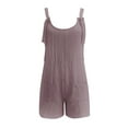 thumbnail image 5 of SUYOLL Women Romper Tie Shoulder Solid Color Overall Shorts Scoop Neck with Pockets Soft Breathable Casual Athleisure, 5 of 6