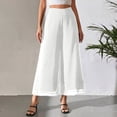 thumbnail image 6 of Garbnen Chiffon Palazzo Pants for Women Flowy Wide Leg Cropped Pants for Women Beach Outdoor Trendy Womans Lounge Pants with Pockets, 6 of 7