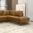 thumbnail image 5 of Paisley Genuine Leather L-Shaped Pillow Back Right-Facing Sectional in Tan, 5 of 6