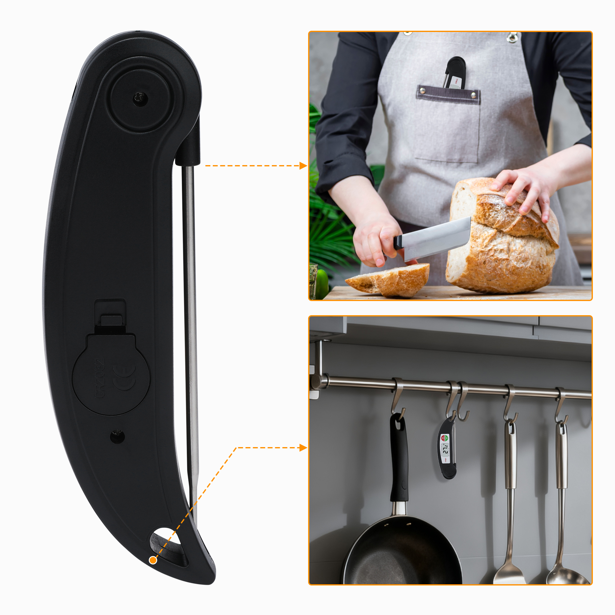 Unique Bargains Digital Meat Instant Read Food Thermometer Black/Sliver