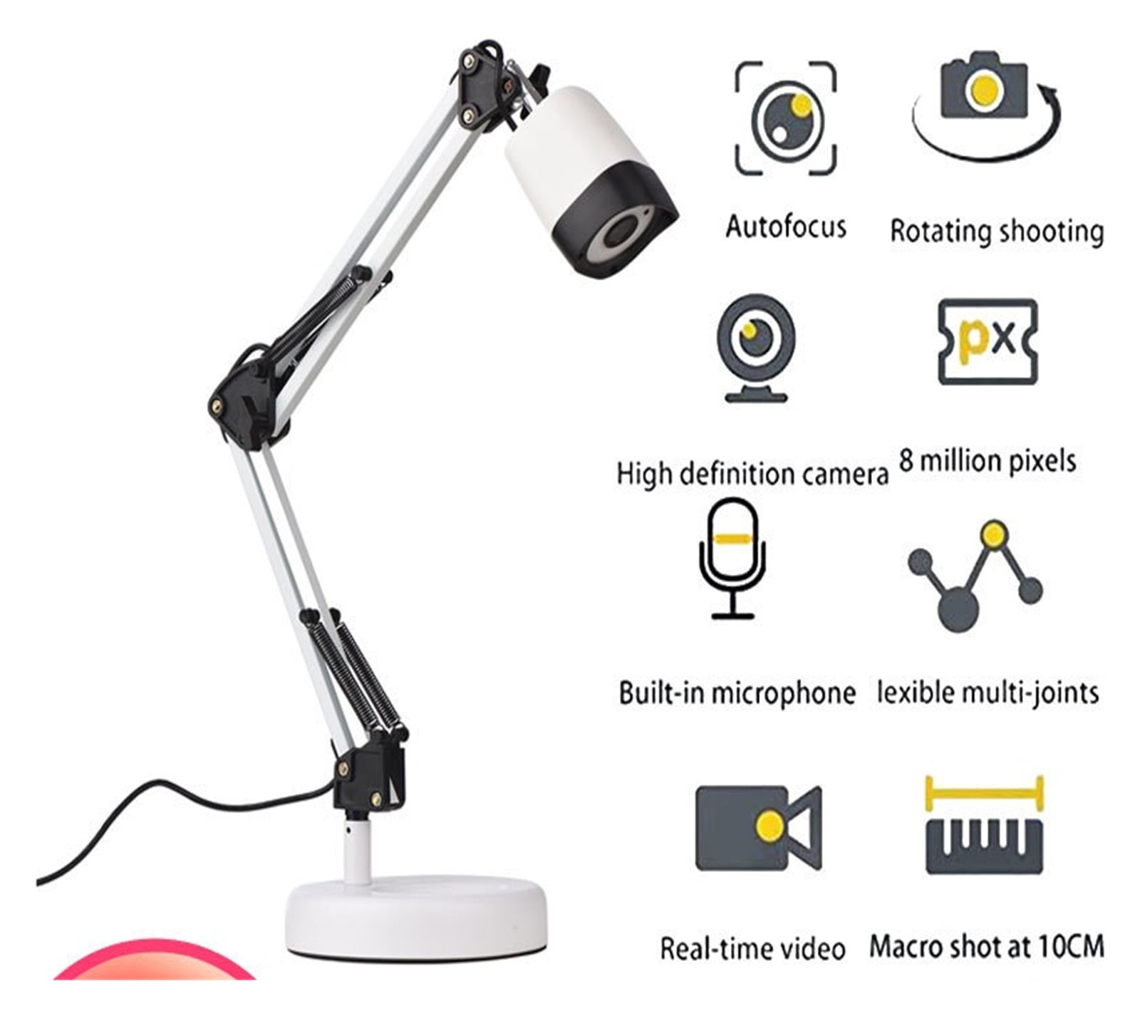 2 In 1 Document Scanner Camera & Webcam With Auto- And LED Supplemental, Light 8M HD A3 Scan Size For Online Teaching ,Built-In Convenience
