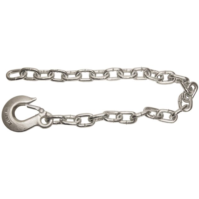 Buyers Products B03822SC Cadena de seguridad para remolque clase 4 con gancho deslizante forjado Cadena chapada en zinc de 22 pulgadas Diámetro de cadena de 3/8 pulgadas Bobina de prueba 30 Cadena agl