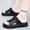 Khaki, variant on Unisex Black Adjustable Buckle Hollow Sport Slide Sandals Curved Thick Platform EVA Casual Outdoor Slippers
