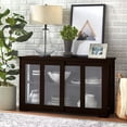 thumbnail image 2 of TMS 42” Wide Contemporary Tempered Glass Sliding Door Stackable Dining Room Sideboard, Espresso Brown Finish, 2 of 6