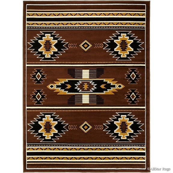 Allstar Rugs Allstar Woven Traditional Southwestern Geometric Rug Dark Brown 5' 2"x7' 0" 5' x 8' Southwestern,Modern & Contemporary