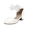 thumbnail image 2 of IUJSOY Girls Dress Shoes Closed Toe Chunky Heels Bowknot Ankle Strap Wedding Party Princess Shoes, 2 of 9