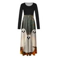 thumbnail image 4 of Enjoytime Costumes d'Halloween Vintage Imprimés Manches Longues Col Rond Robe Décontractée Élégante Gothique Longues Robes pour Femmes Orange P, 4 of 4