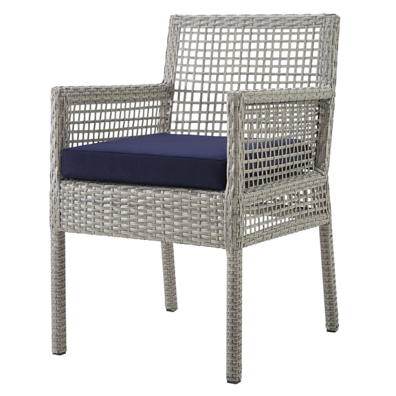Modern Contemporary Urban Design Outdoor Patio Balcony Garden Furniture Side Dining Chair Armchair, Rattan Wicker, Grey Gray