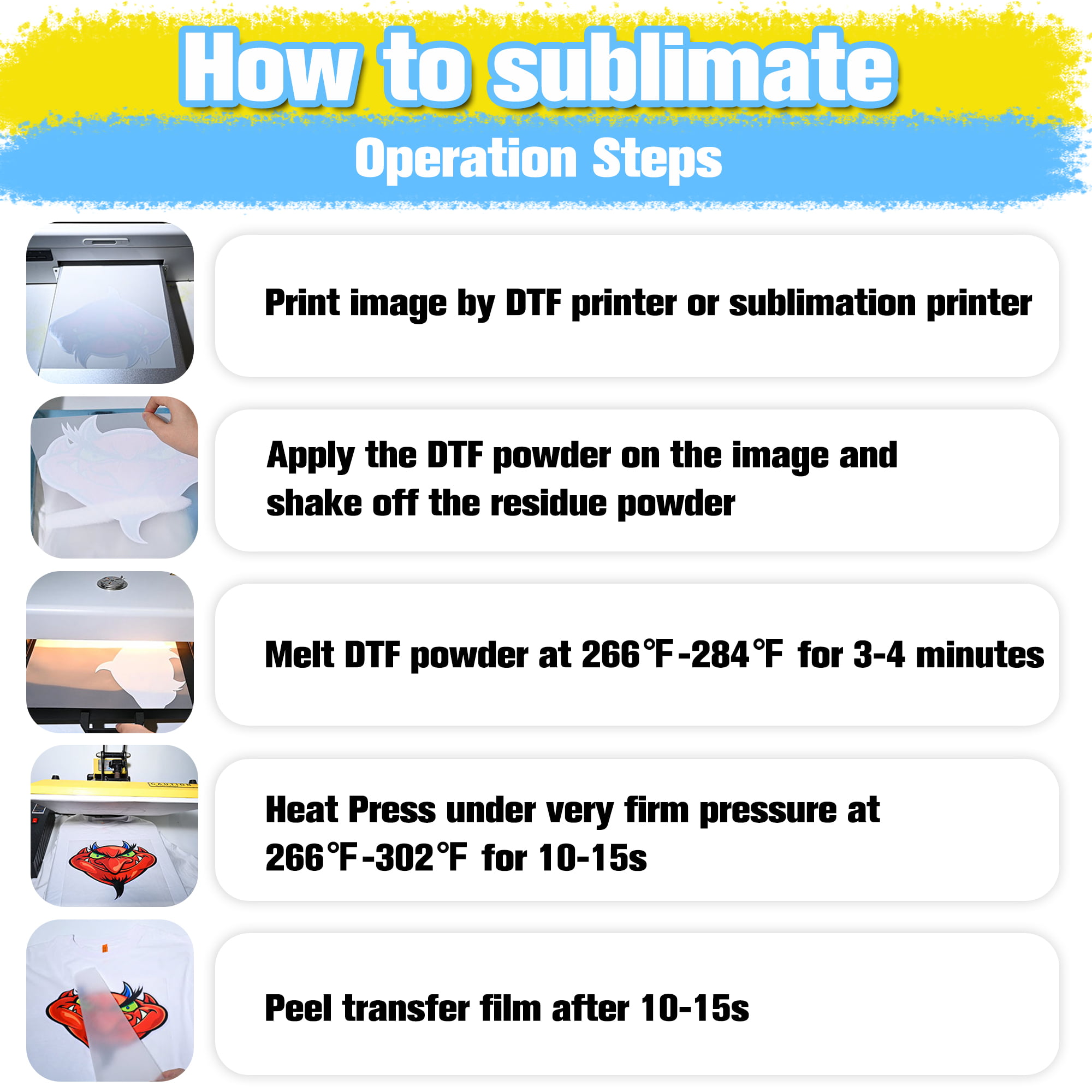 OFFNOVA DTF Transfer Film Powder Kit for DTF Sublimation Printer