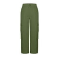 thumbnail image 3 of High Waisted Cargo Pants for Women Stretch Cotton Twill Sweatpants Multi-Pockets Wide Leg Parachute Trousers (2XL, Army Green), 3 of 7
