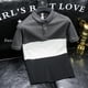 thumbnail image 2 of Camiseta con cuello para hombre, sin logotipo, para hombre, polos jaspeados, camisetas negras, ropa para hombre con empalmes, novedad de 2024, camisetas y camisetas básicas de moda XL, 2 of 5