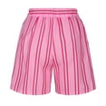 thumbnail image 5 of biudgviw Striped Shorts for Women Elastic High Waisted Beach Bottoms Loose Fit Comfortable Lounge Shorts with Pockets, 5 of 6