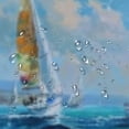 thumbnail image 5 of Awypu Bathroom Shower Curtain Set with Hooks Ocean Sailboat Picture Modern Coastal Painting White, 5 of 7