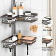 thumbnail image 3 of KEGII 4-Tier Corner Shower Caddy Tension Pole - Waterproof Shower Rod Organizer, Floor to Ceiling Tension Rod 25-114.2 inch, Stainless Steel Corner Shower Shelf, Bronze, 3 of 15