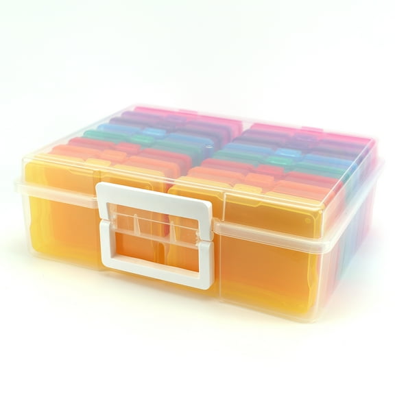 16pcs 4x6in Photo Storage Box and Craft Keeper With Handle, Multicolor