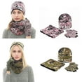 thumbnail image 5 of ZPAQI Men Women Winter 3 Pieces Camouflage Print Knitted Beanie Hat Scarf for Touch Screen Gloves Set Thick Plush Lining Cap Neck Warmer Gaiter Mittens, 5 of 19