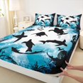 thumbnail image 3 of Homewish Kawaii Sealife Child Twin Sheet Sets, Cartoon Ocean Marine Animal Twin Fitted Sheet, Walrus Shark Lover Flat Sheet, Breathable Home Decor, 3pcs, 3 of 7