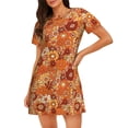thumbnail image 1 of Easygdp Hippie Flower Camisón de manga corta para mujer, informal, estampado, 1 of 6