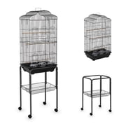Towallmark 60" Wrought Iron Bird Cage, Heavy-Duty 25 Lbs, Play Top, Rolling Stand, Stainless Bowls, Non-Toxic Coating, Easy Clean Flight Cage for Small & Medium Birds