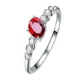 thumbnail image 2 of 7 Stone 1.25 Carat Oval cut Ruby and Diamond Engagement Ring in 10k White Gold affordable ruby & diamond engagement ring, 2 of 2