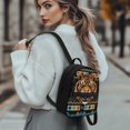 thumbnail image 3 of Eheartsgir Fierce Tiger Head with Tribal Geometric & Tropical Leaf Pattern Mini Backpack for Work Travel, Zipper Closure Small Purse Backpack for Women Polyester Practical Small Backpack, 3 of 8