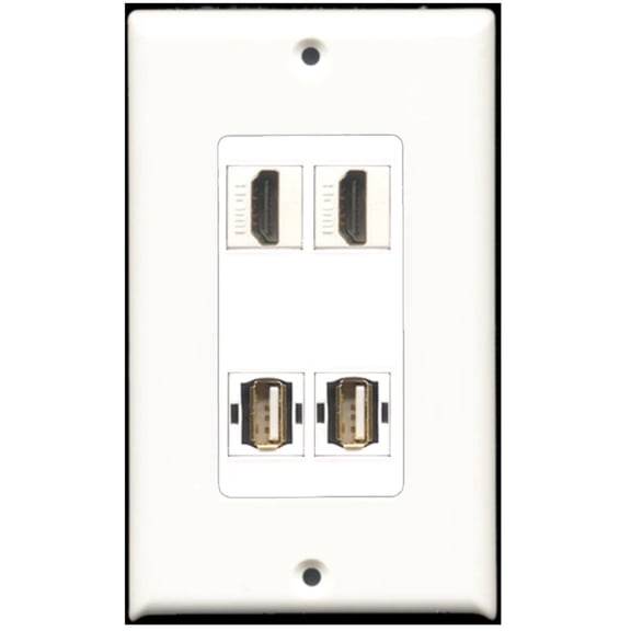 Ultra Spec Cables 2 Port HDMI 2 USB A-A Wall Plate w/Female/Female Jacks