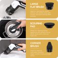 thumbnail image 5 of JULY HOME Handheld Electric Spin Scrubber, Cordless Automatic Power Scrubber for Shower, Cleaner for Tile, Grill, Dish, Sink, Shower Scrubber with 3 Brush Heads (White), 5 of 7