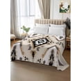 thumbnail image 2 of Boho Black Brown California King Size Flat Sheet, Wrinkleproof & Fadeproof Cooling Flat Bed Sheet Only, Vintage Southwestern Ethnic Geometric Breathable Soft Bedding Top Sheets 108 x 98 Inches, 2 of 8