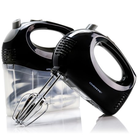 Ovente Electric Hand Mixer with 5 Speed Ultra Mixing Power and Snap-On Storage