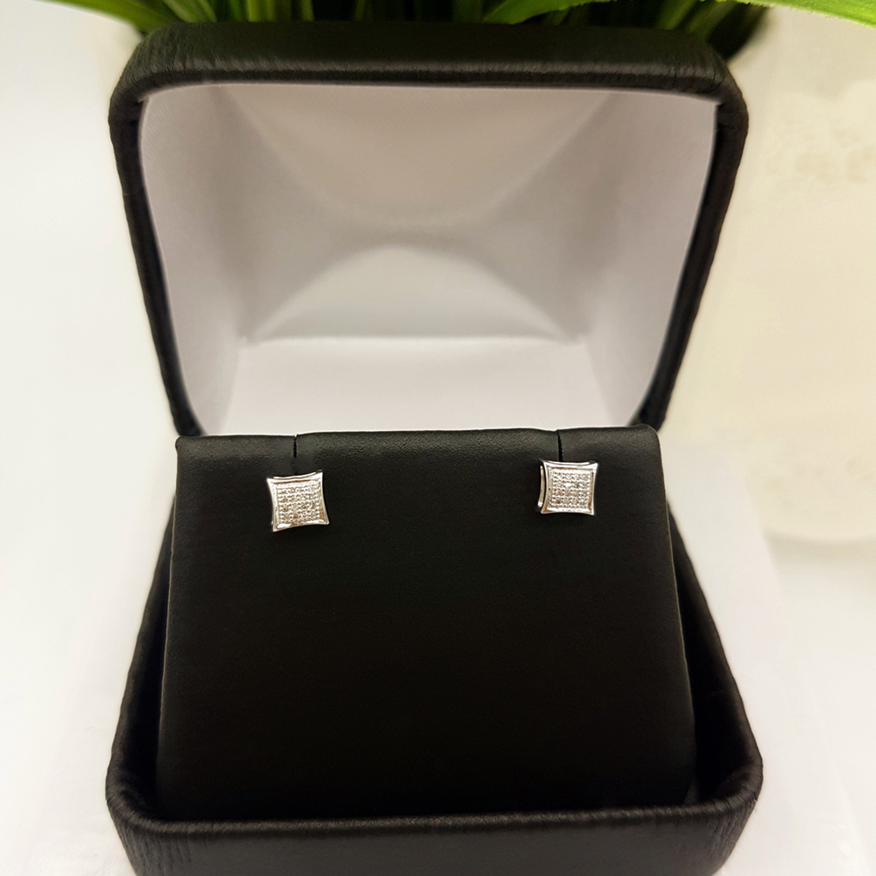 Dazzlingrock Collection 0.05 CT Round White Diamond Kite Stud Earrings For Men, Sterling Silver