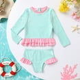 thumbnail image 3 of Younger Tree Baby Girl Swimsuit Long Sleeve Rash Guard Top Bikini Swimwear 2 Piece Set for 12-18 Months, 3 of 8