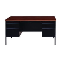 Alera Double Pedestal Steel Desk, 60" x 30" x 29.5", Mocha/Black, Black Legs
