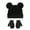 Black1, variant on Deyuer 2 Pcs/Set Children Hat And Gloves Set Elastic Knitted Thick Solid Color Cartoon Ear Decor Keeps Baby Warm Cold Weather Cap for Toddlers And Infants