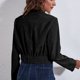 thumbnail image 3 of Chaqueta corta de pana de manga larga con botones en la parte delantera y cuello vuelto para mujer con cinturón negro L, 3 of 5