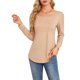 thumbnail image 2 of Suéteres Plisados de Larga para Mujer, Blusas Casuales y Elegantes de Cuello Redondo, Camisas Holgadas, Ropa de Otoño. Albaricoque S, 2 of 10