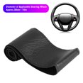 thumbnail image 3 of Leather Steering Wheel Cover, 15 Inch Car Steering Wheel Stitch On Wrap with DIY Sewing  Thread, Elephant Skin Grain, 3 of 8