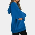 thumbnail image 3 of QUYUON Womens Hooded Sweatshirts Casual Long Sleeve Crew Neck Hoodies Pullover Tops Comfy Loose Fit Drawstring Sweatshirts with Pockets Solid Cute Tunic Sweatshirts Winter Shirts Blue S, 3 of 6