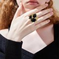 thumbnail image 2 of Vintage Oval Round Stone Statement Ring for Women Gold Plated Elegant Colorful Birthstone Flower Beaded Adjustable Open Wrap Finger Rings Comfort Fit Antique Art Deco Jewelry, 2 of 12