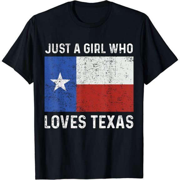 Girl Love Texas Flag Star State USA T-Shirt Black Large