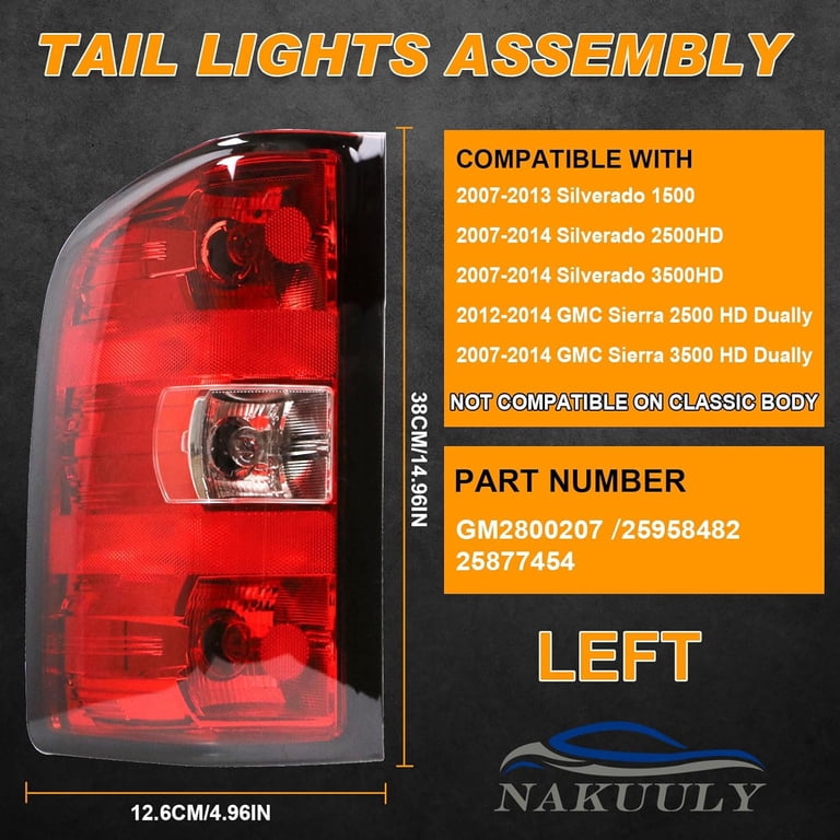 Pair Of Clear Tail Lights For 1999-2006 Chevy Silverado 1500/2500/3500 HD & GMC Sierra
